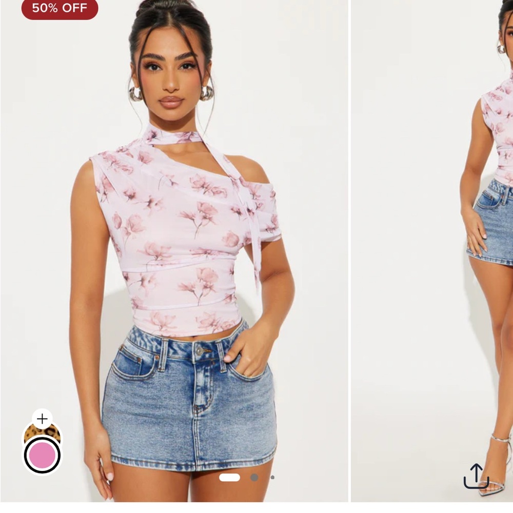 Fashion Nova Pink Floral Crop Top